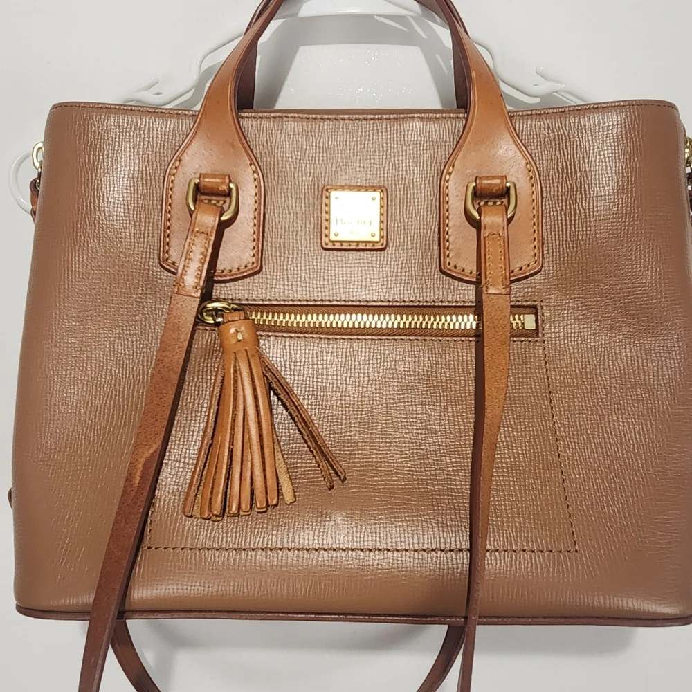 Dooney & Bourke Morgan Saddle Tan Leather Handbag With Coin Wallet